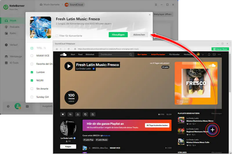 Gewünschte Songs hinzufügen