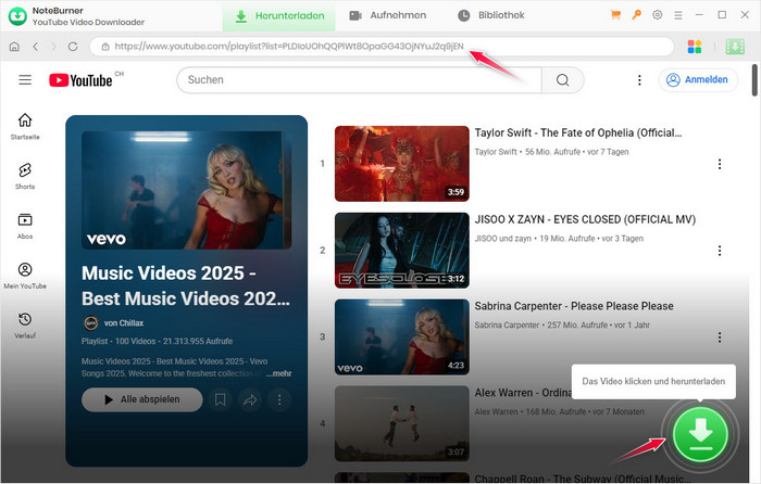 YouTube-Video zum Herunterladen auswählen