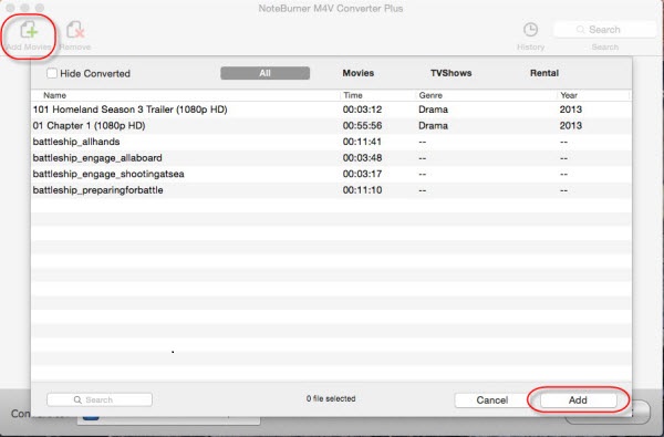 add iTunes DRM TV shows