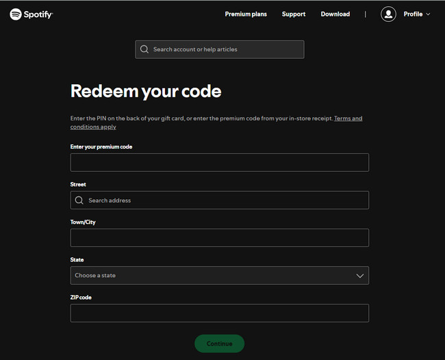 redeem a gift card on spotify