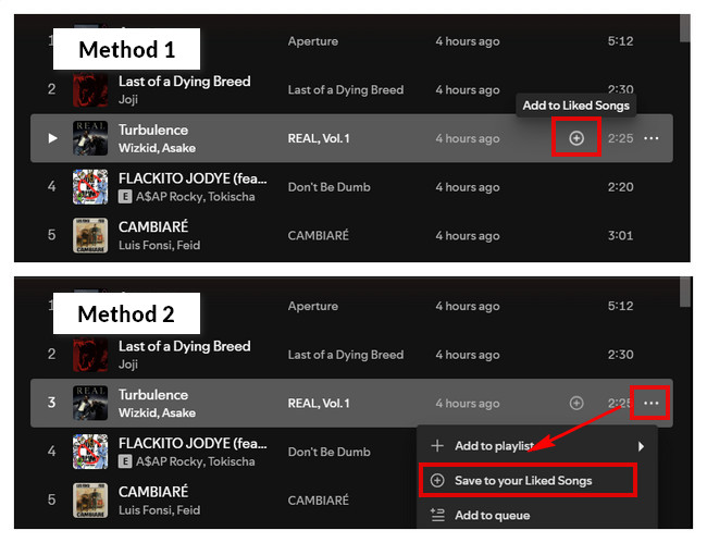 like a song on desktop