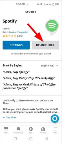unlink spotify from alexa