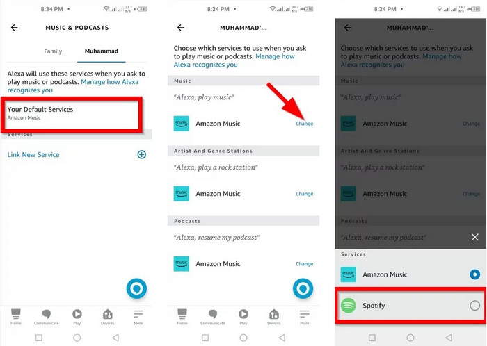 set spotify as default music service