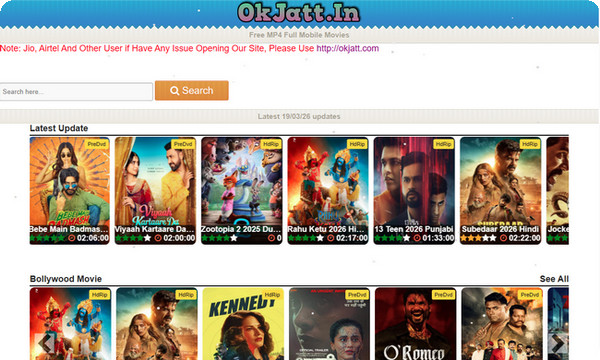 Okjatt HD MP4 Bollywood movies download