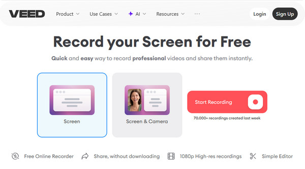 veed online screen recorder