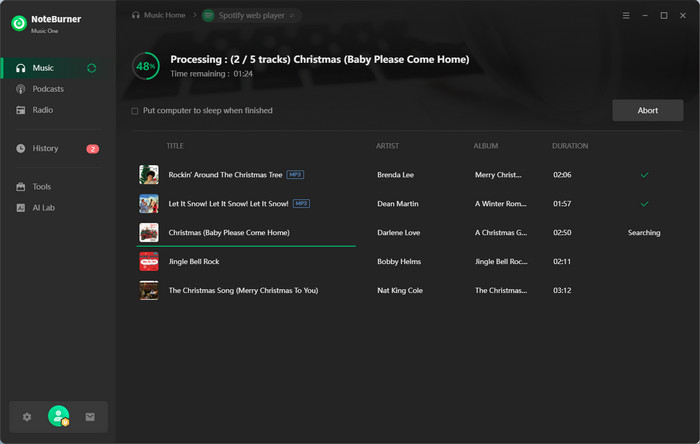 Downloading Music with NoteBurner Music One