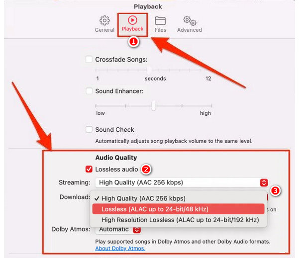 modifica le impostazioni lossless di apple music su mac