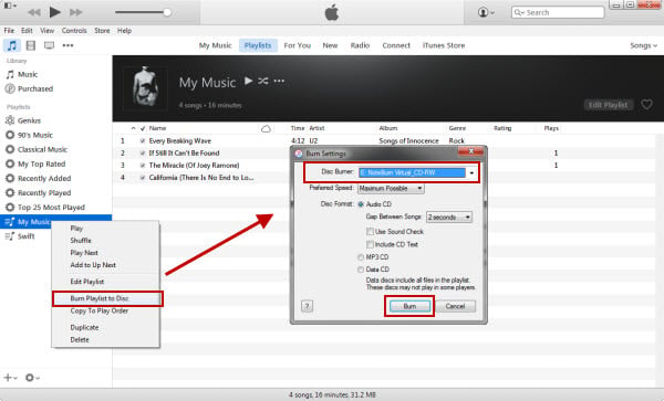 Burn iTunes Music on iTunes