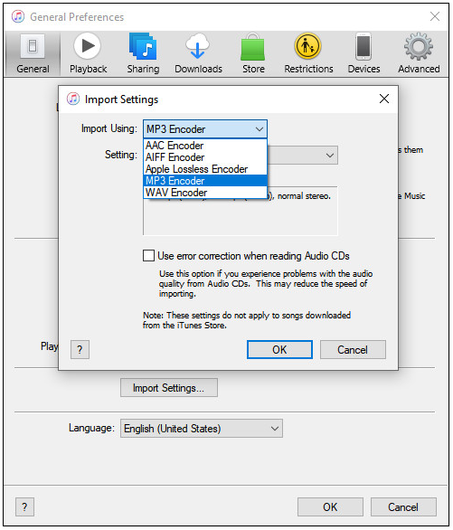 convert aac file to mp3 device