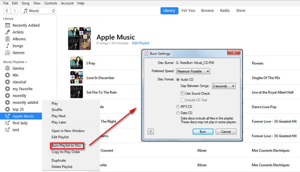 Burn Apple Music to CD with iTunes