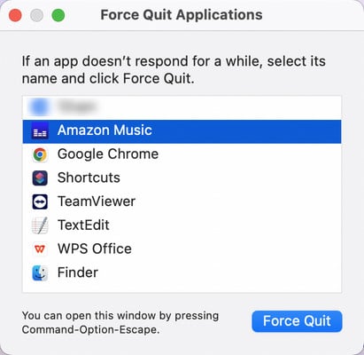 force quit Amzon Music on Mac