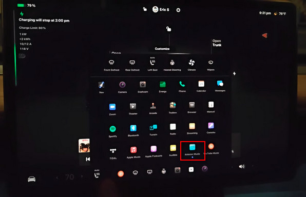 Built-in Amazon Music App on Tesla