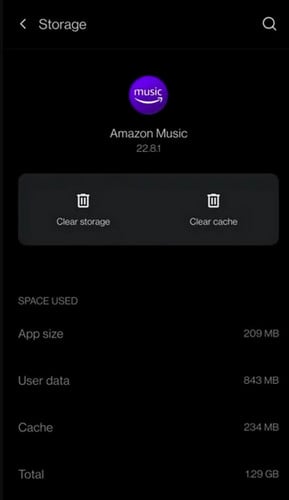 clear Amzon Music cache on Android