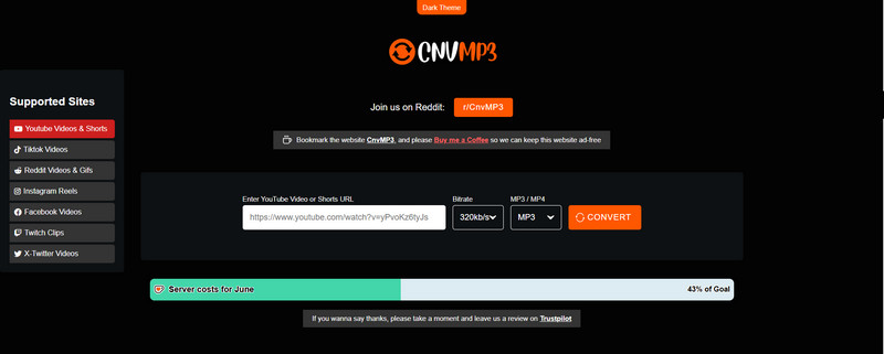 CnvMP3 YouTube to MP3 320kbpss free