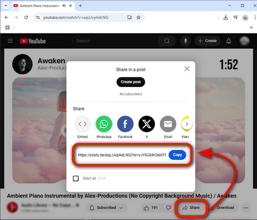 copy youtube link to y2mate