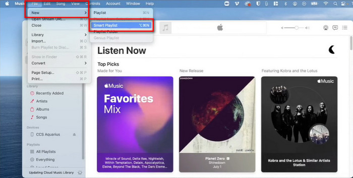 crea smart playlist su itunes apple music