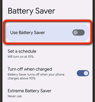 Disable Battery Saver Mode
