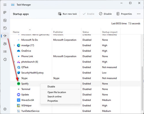 stop Spotify opening via Task Manager