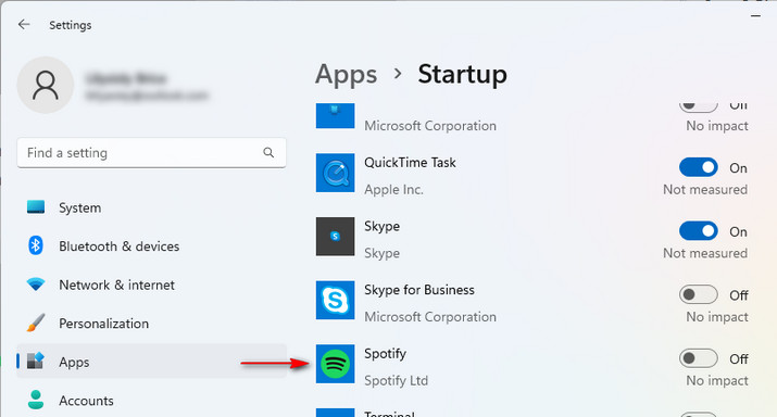 stop Spotify opening via Windows Settings