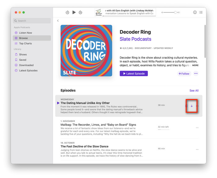 find and download podcasts on mac