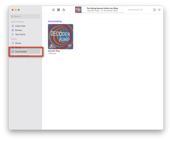 find downloaded podcasts on mac