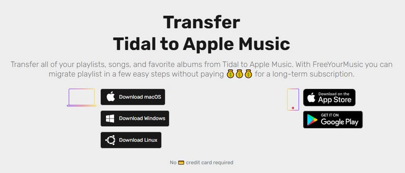 move tidal to apple music via FreeYourMusic