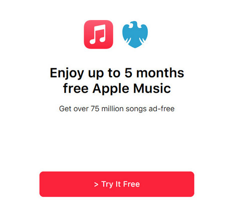 get apple music free Through Barclaycard