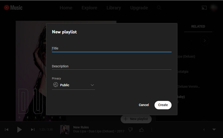 give a name for youtube music playlist