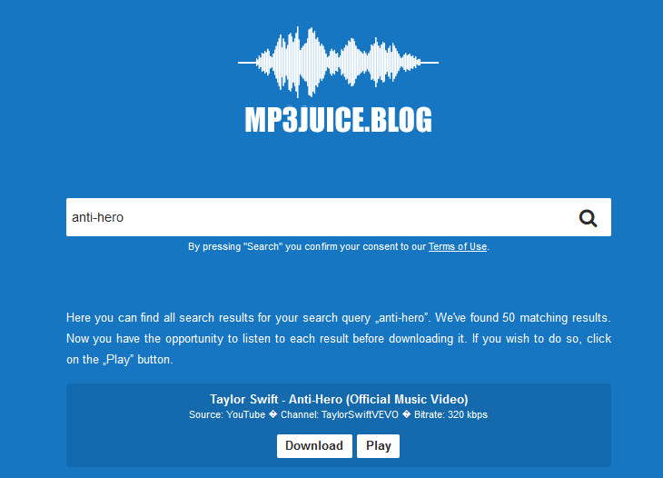 Mp3Juice free MP3 music downloader site