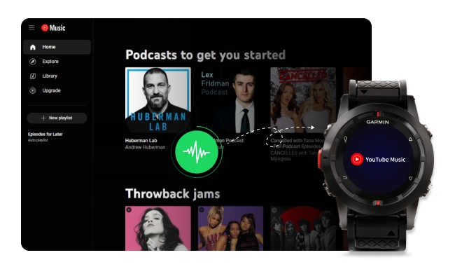 play youtube music to garmin watch
