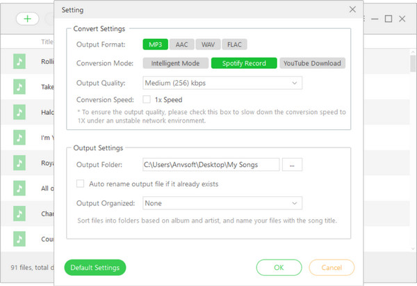 choose mp3 as the output format