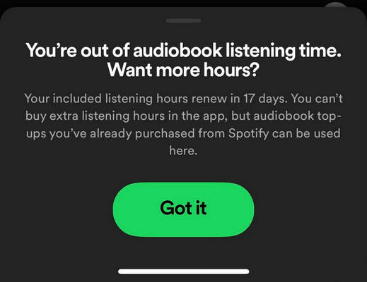 Spotify audiobook hour