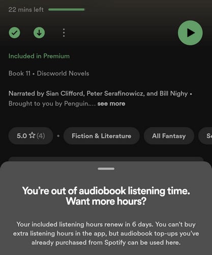 spotify audiobook limit