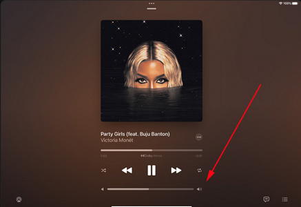 Swipe Volume Slider on App Apple Music