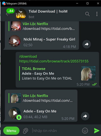 Telegram Tidal Music Downloader Free