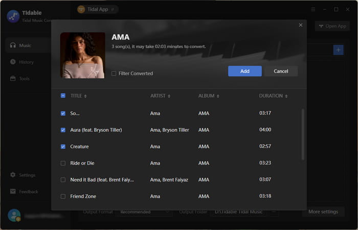 add tidal music