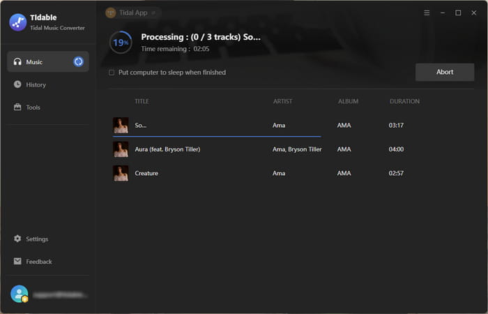 converting tidal music