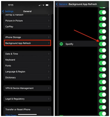 stop Spotify opening via Background App Refresh