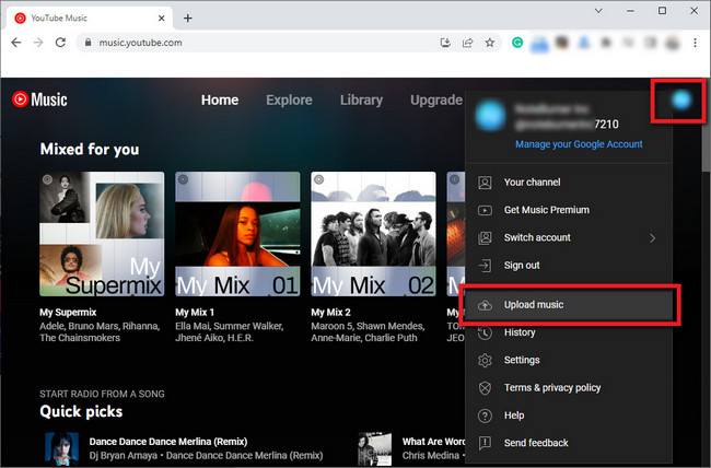 upload music to youtube music