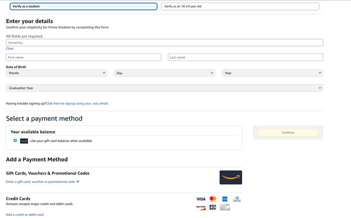 Verify Amazon Prime Student