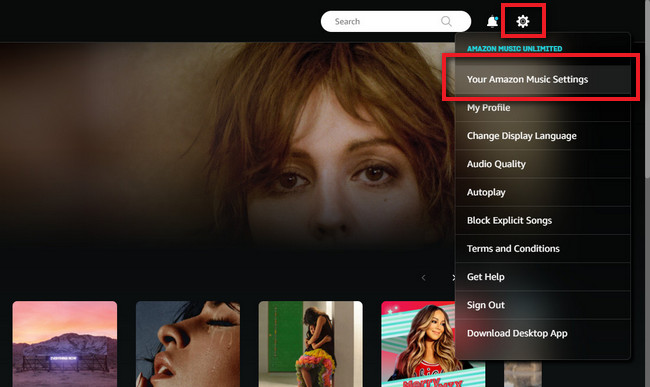 amazon music setting on web browser