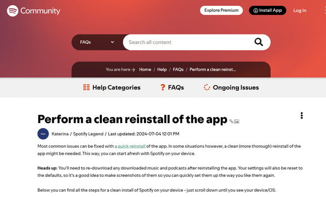 Perform a clean reinstall of the app