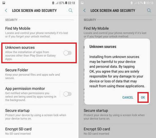 enable unknown source android