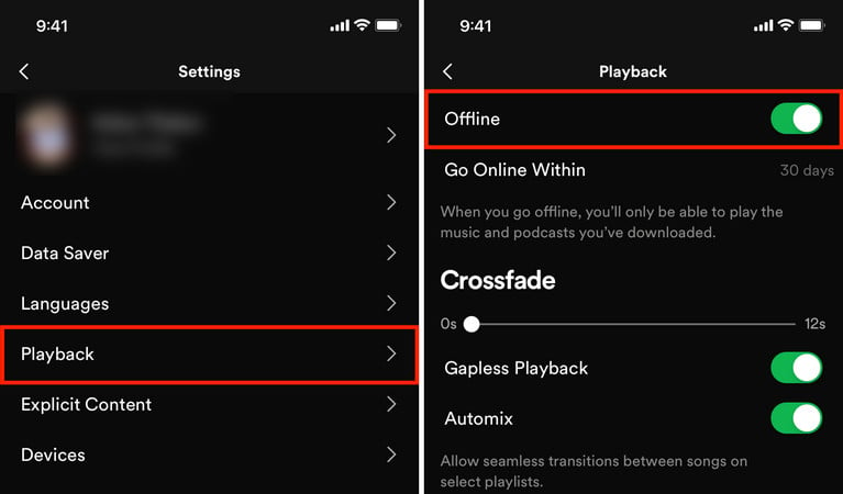 Listen to Spotify Offline with Premium on iphone