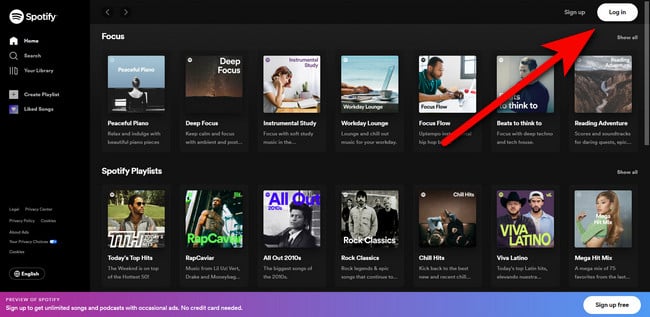 Log into spotify Web Player 