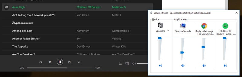 not mute spotify on volime mixer