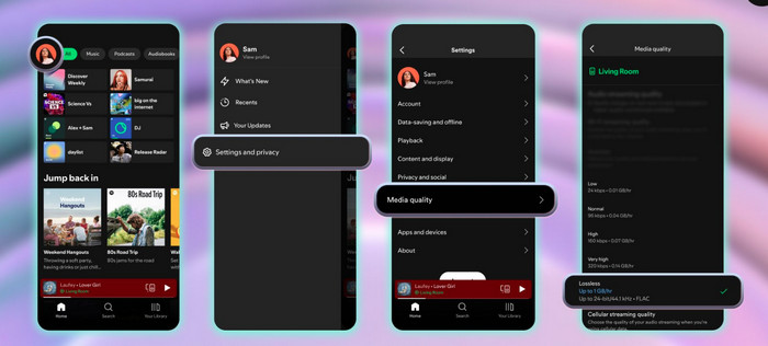 Turn on Spotify Lossless on Mobile Phone