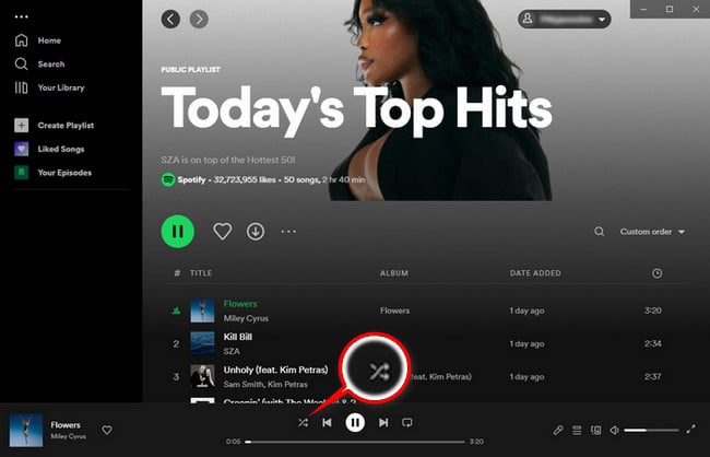 spotify enhance change to shuffle button