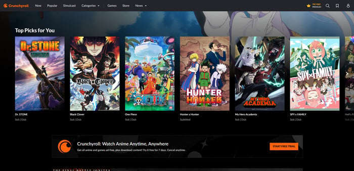 Free Unblocked Anime Website Crunchyroll