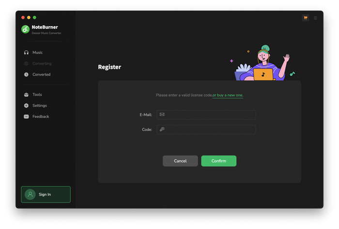 Register NoteBurner Deezer Music Converter